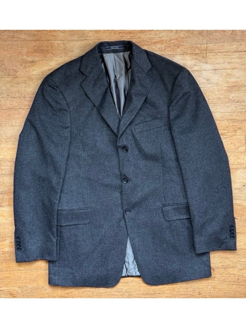 Vintage Mens 100% Cashmere Blazer Size 40R Arnold Brant Charcoal Gray Sport Coat